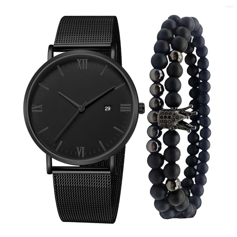 Wristwatches 3pcs Men's Fashion Simple Business Mesh Belt Quartz Watch With 2 Bracelet Set Gift For Father And Boyfriend, Silver black without calendar
Wristwatches 3pcs Men's Fashion Simple Business Mesh Belt Quartz Watch With 2 Bracelet Set Gift For Father And Boyfriend, Silver black without calendar