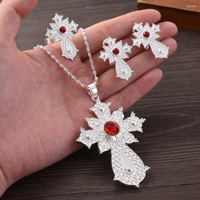 Necklace Earrings Set Ethiopian Silver Plated Bridal Cross Ring Gifts Wedding Jewellery For Women, Picture shown
Necklace Earrings Set Ethiopian Silver Plated Bridal Cross Ring Gifts Wedding Jewellery For Women, Picture shown