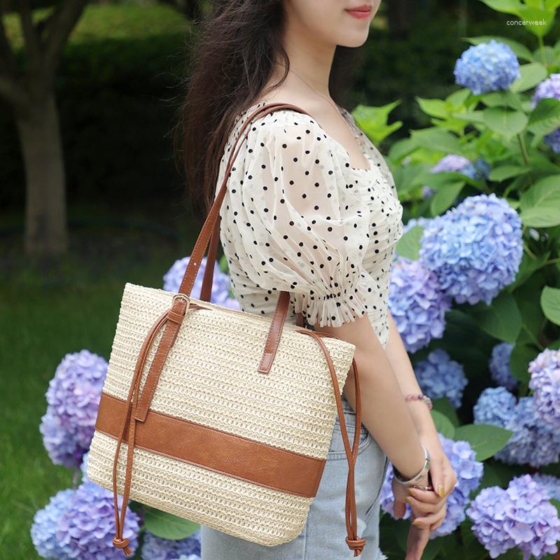Evening Bags Fashion Paper Rope Stitching Shoulder Straw Woven Bag Large-capacity Women's All-match Casual Leather Beach, Beige
Evening Bags Fashion Paper Rope Stitching Shoulder Straw Woven Bag Large-capacity Women's All-match Casual Leather Beach, Beige