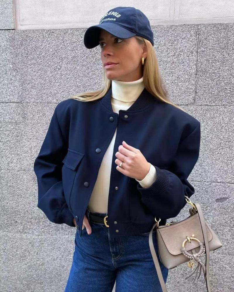Women' Jackets 2023 Button Cropped Jacket Women Long Sleeves Bomber Chic Lady High Street Casual Baseball Coats Female, Khaki
Women' Jackets 2023 Button Cropped Jacket Women Long Sleeves Bomber Chic Lady High Street Casual Baseball Coats Female, Khaki