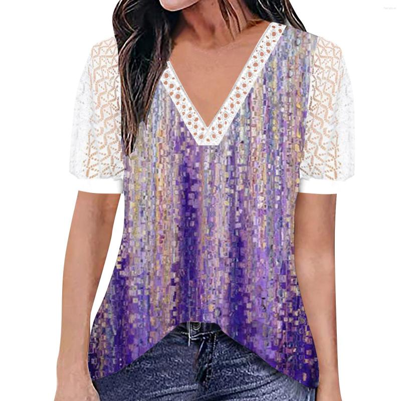 Women's T Shirts Women's Printing Fashion Casual Lace V Neck Pullover Short Sleeve Top, Purple
Women's T Shirts Women's Printing Fashion Casual Lace V Neck Pullover Short Sleeve Top, Purple