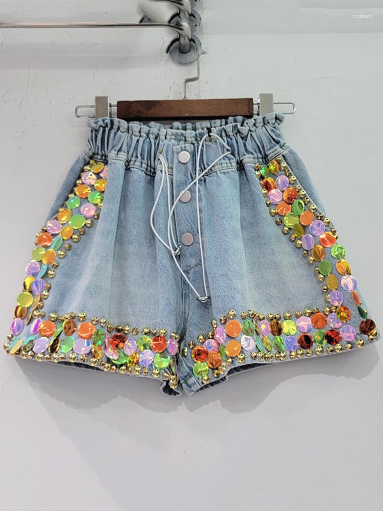 Women's Shorts Women Fashion Beaded Denim Colorful Diamond High Waist Drawstring Wide Leg Short Jeans 2023 Summer Tide Y342, Blue
Women's Shorts Women Fashion Beaded Denim Colorful Diamond High Waist Drawstring Wide Leg Short Jeans 2023 Summer Tide Y342, Blue