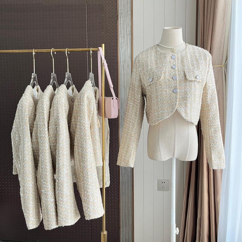 Women' Jackets Women' Elegant O Neck Long Sleeve Twwed Short Jacket Lady Spring Autumn High Street Single Breasted Outwear Top, Champagne
Women' Jackets Women' Elegant O Neck Long Sleeve Twwed Short Jacket Lady Spring Autumn High Street Single Breasted Outwear Top, Champagne