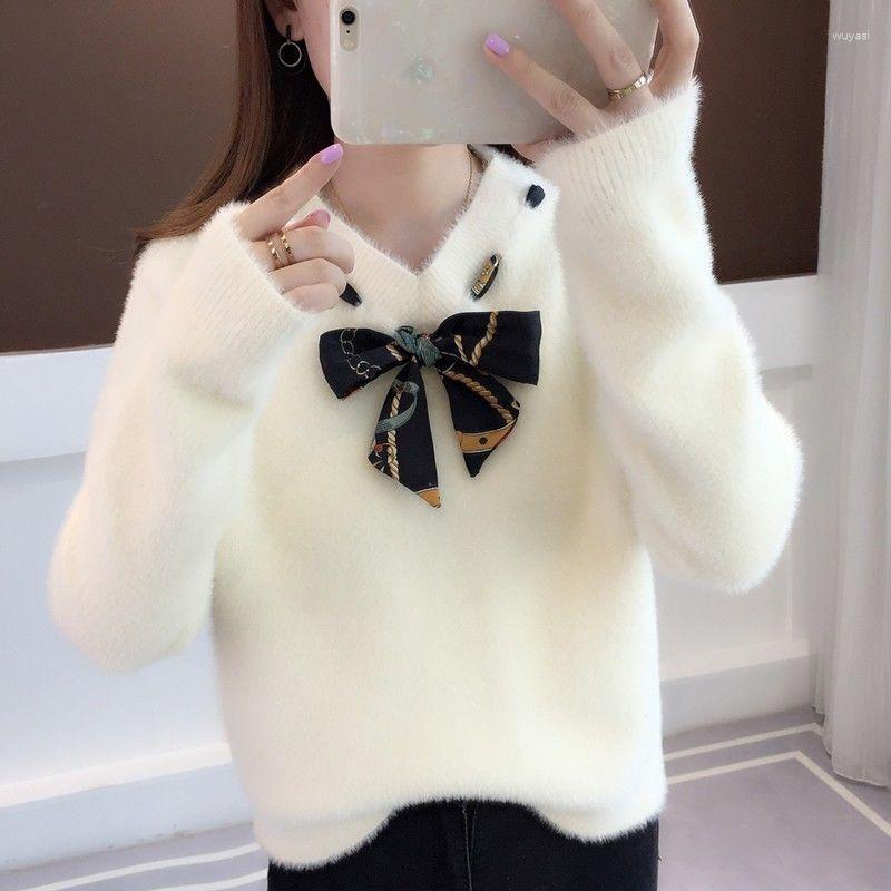 Women' Knits 2023 Autumn Winter Women Sweaters Knitted Jumper Bow Tie Pullovers Casual Long Sleeve Slim Sweater Femme Pull, White
Women' Knits 2023 Autumn Winter Women Sweaters Knitted Jumper Bow Tie Pullovers Casual Long Sleeve Slim Sweater Femme Pull, White
