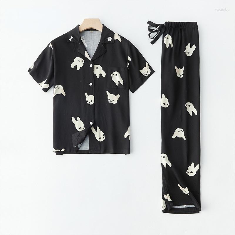 Women' Sleepwear Little Milk Dog Printed Cardigan Tops With Pants Short-sleeved Viscose Ladies Loose Pajamas Set Casual Home Wear, Shorts set
Women' Sleepwear Little Milk Dog Printed Cardigan Tops With Pants Short-sleeved Viscose Ladies Loose Pajamas Set Casual Home Wear, Shorts set