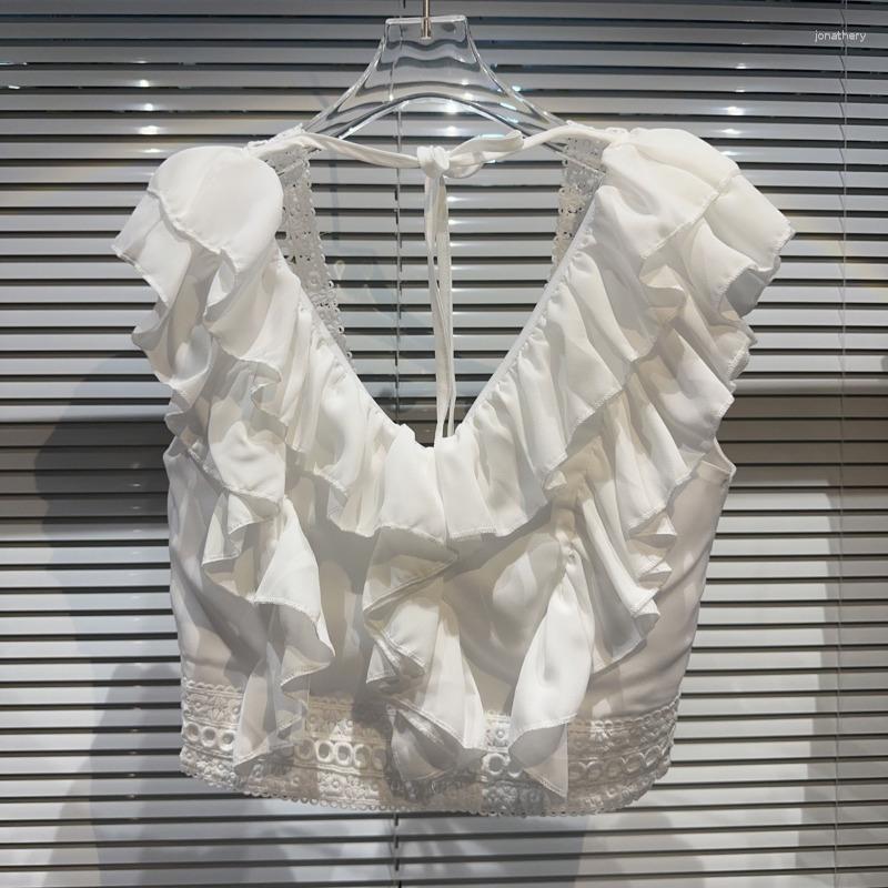 Women' Blouses BORVEMAYS V Neck Ruffles White Shirt Sleeveless Solid Color All-match Drawstring Summer Temperament Women WZ3350, Black
Women' Blouses BORVEMAYS V Neck Ruffles White Shirt Sleeveless Solid Color All-match Drawstring Summer Temperament Women WZ3350, Black