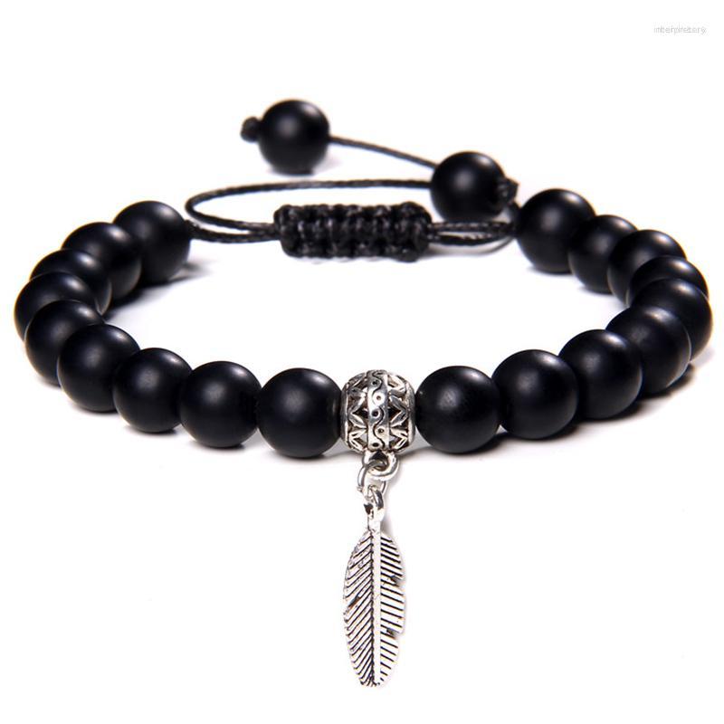 Strand Natural Onyx Stone Beads Braided Bracelet Men Vintage Silver Color Feather Pendant For Women Homme Jewelry Gift Pulsera
Strand Natural Onyx Stone Beads Braided Bracelet Men Vintage Silver Color Feather Pendant For Women Homme Jewelry Gift Pulsera