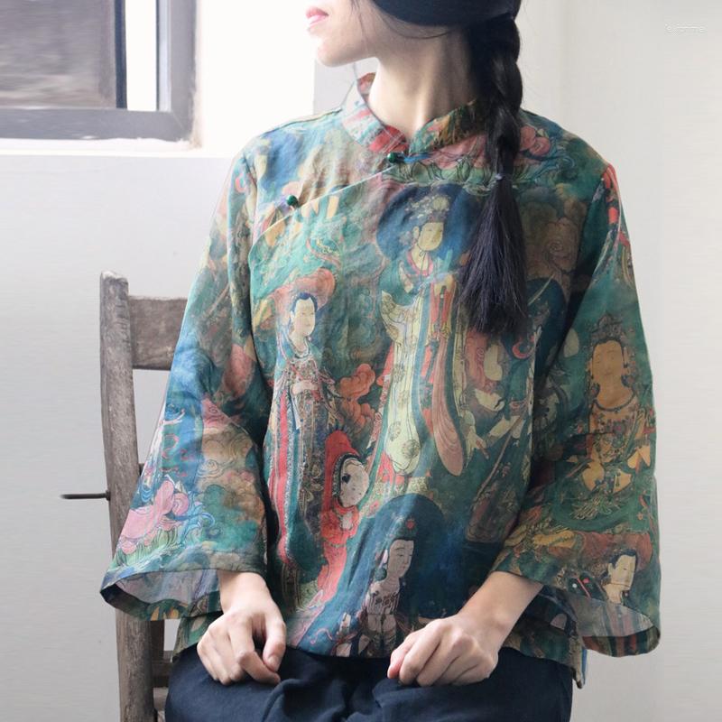 Women's Blouses Johnature Women Vintage Ramie Stand Shirts Print Mural Tops 2023 Spring Seven Sleeve Button High Quality Female
Women's Blouses Johnature Women Vintage Ramie Stand Shirts Print Mural Tops 2023 Spring Seven Sleeve Button High Quality Female