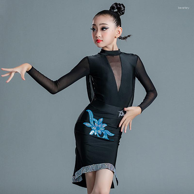 Stage Wear Children Latin Dance Performance Clothes Girls Dress Black Long Sleeves Suit Rumba Practice Rhinestone BL7264
Stage Wear Children Latin Dance Performance Clothes Girls Dress Black Long Sleeves Suit Rumba Practice Rhinestone BL7264