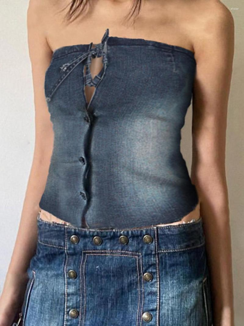 Women' Tanks Miqil Women Sexy Denim Tube Top Y2K Strapless Corset Crop Sleeveless Off Shoulder Button Down Bustier Bandeau Streetwear (B, Blue 6
Women' Tanks Miqil Women Sexy Denim Tube Top Y2K Strapless Corset Crop Sleeveless Off Shoulder Button Down Bustier Bandeau Streetwear (B, Blue 6