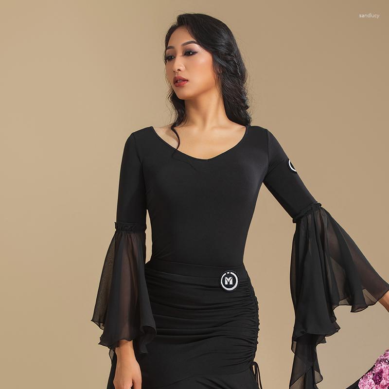 Stage Wear Modern Dance Clothes Female Long Trumpet Sleeved Tops Latin Practice Ballroom Performance Costumes DQS10931, Only top
Stage Wear Modern Dance Clothes Female Long Trumpet Sleeved Tops Latin Practice Ballroom Performance Costumes DQS10931, Only top