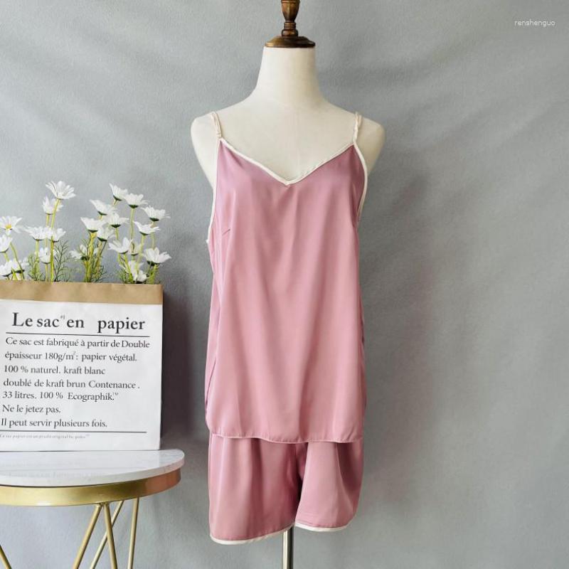 Women's Sleepwear Women Sleeveless Pajamas Set Satin Strap Top&Shorts Silky 2PCS Summer Sleep Female Pijamas Suit Loungewear, Pink
Women's Sleepwear Women Sleeveless Pajamas Set Satin Strap Top&Shorts Silky 2PCS Summer Sleep Female Pijamas Suit Loungewear, Pink
