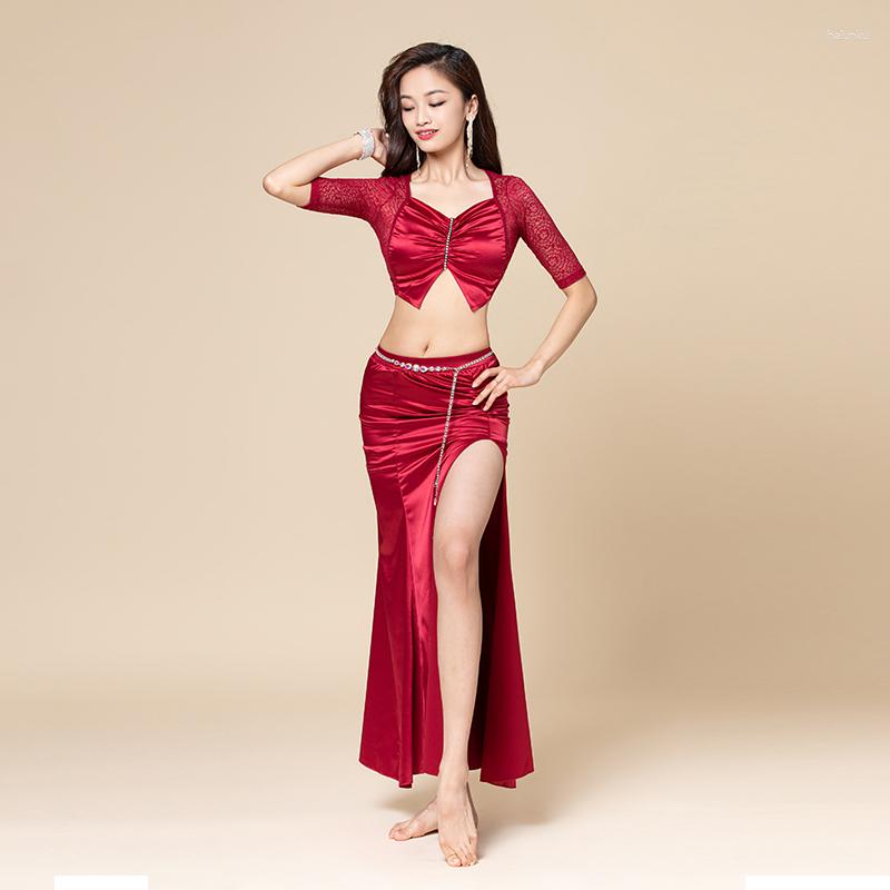 Stage Wear Bellydance Practice Clothes Lace Top Half Sleeve Skirt Long Set Women Belly DanceCostume Oriental Performance, White
Stage Wear Bellydance Practice Clothes Lace Top Half Sleeve Skirt Long Set Women Belly DanceCostume Oriental Performance, White