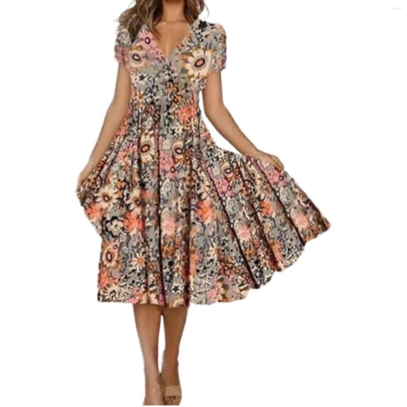 Casual Dresses Bohemian Short Sleeved Dress Women' Summer Vacation V Neck Print Large Hem Beach Elegant Chic Midi Outfits
Casual Dresses Bohemian Short Sleeved Dress Women' Summer Vacation V Neck Print Large Hem Beach Elegant Chic Midi Outfits