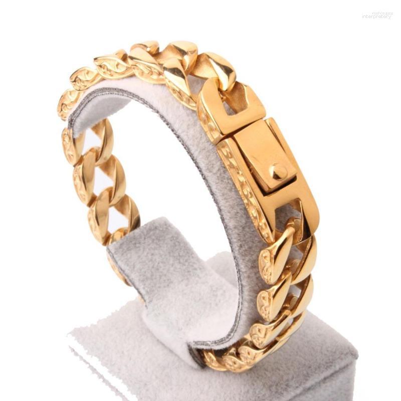 Link Bracelets Arrive Fashion Jewelry 316L Stainless Steel Gold Color Cuban Curb Chain Mens Boys Bracelet Bangle 8.66" 12mm
Link Bracelets Arrive Fashion Jewelry 316L Stainless Steel Gold Color Cuban Curb Chain Mens Boys Bracelet Bangle 8.66" 12mm