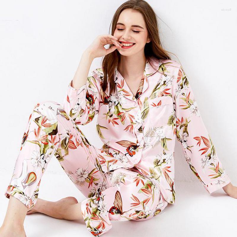 Women's Sleepwear Printed Shirt&Pants Suit Women Satin Pajamas Turn-down Collar 2PCS Sleep Set Home Clothes Long Sleeve Nightwear, Green
Women's Sleepwear Printed Shirt&Pants Suit Women Satin Pajamas Turn-down Collar 2PCS Sleep Set Home Clothes Long Sleeve Nightwear, Green