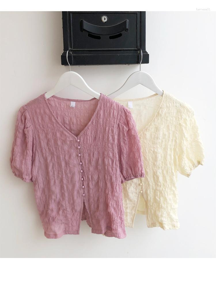 Women's Blouses QOERLIN Fashion 2023 Wrinkled Short Sleeve Buttons Pink Shirts Loose Gentle Chic Korean Solid Apricot Elegant Tops Blouse
Women's Blouses QOERLIN Fashion 2023 Wrinkled Short Sleeve Buttons Pink Shirts Loose Gentle Chic Korean Solid Apricot Elegant Tops Blouse
