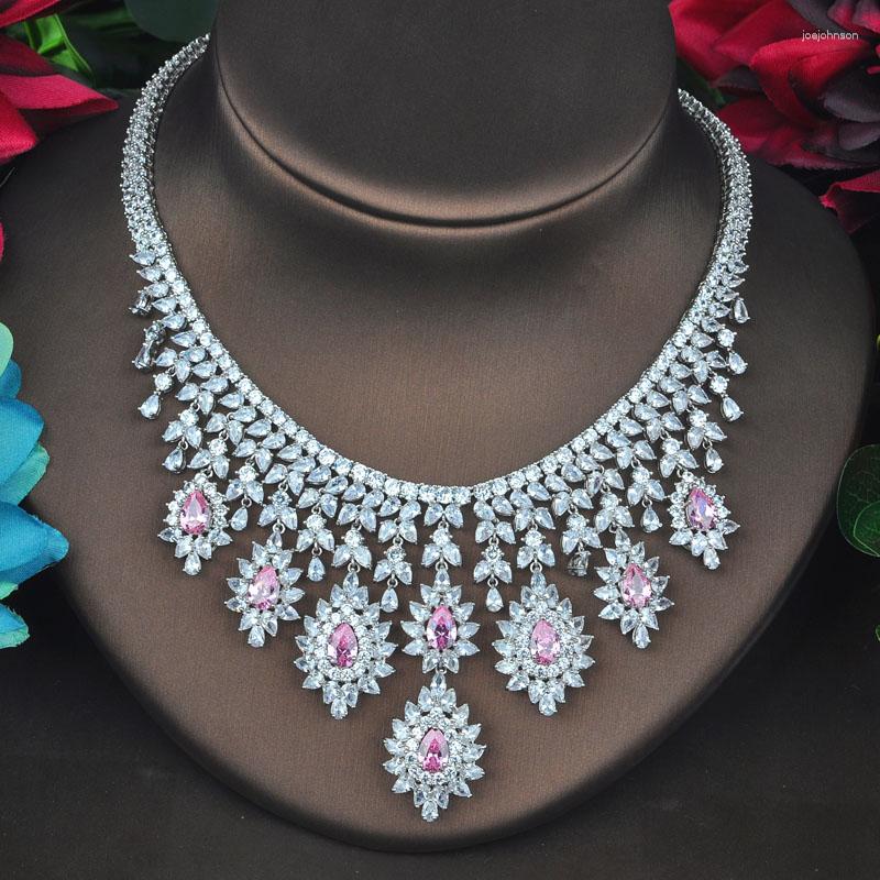 Necklace Earrings Set Fashion Luxury Brilliant Pink Cubic Zirconia Big For Women Wedding Accessories Jewelry Gifts N-719, Picture shown
Necklace Earrings Set Fashion Luxury Brilliant Pink Cubic Zirconia Big For Women Wedding Accessories Jewelry Gifts N-719, Picture shown