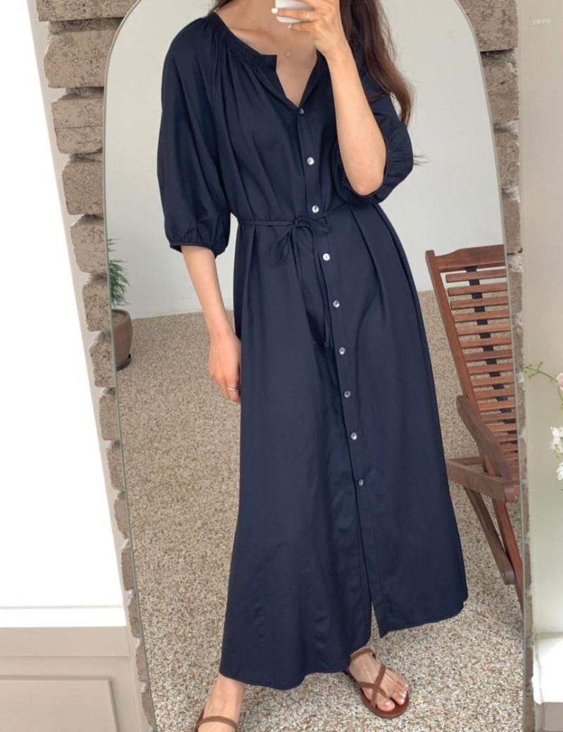 Casual Dresses South Korea Chic East Gate Summer Simple Fashion Single Breasted Lace-up Waist Closed Bubble Sleeve Long Dress Skirt, Khaki
Casual Dresses South Korea Chic East Gate Summer Simple Fashion Single Breasted Lace-up Waist Closed Bubble Sleeve Long Dress Skirt, Khaki