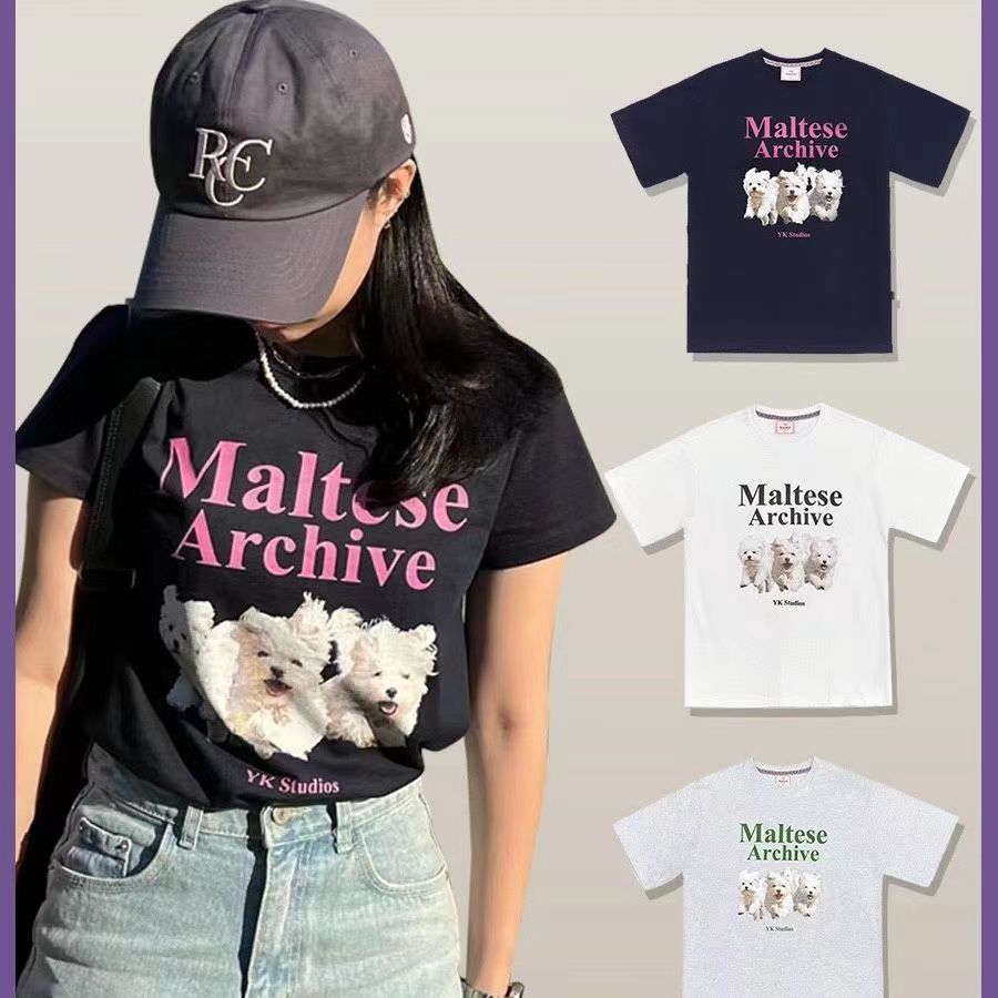 Valentine's Day Three Puppies Short Sleeve High quality pure cotton T-shirt Round Neck Loose Summer Couple Puppy Pattern, Black+white letters
Valentine's Day Three Puppies Short Sleeve High quality pure cotton T-shirt Round Neck Loose Summer Couple Puppy Pattern, Black+white letters