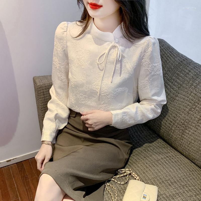 Women' Blouses French Retro Chinese Long-sleeved Shirt Women' Early Autumn 2023 Lace Up Jacquard Button Collar Top, Creamy-white
Women' Blouses French Retro Chinese Long-sleeved Shirt Women' Early Autumn 2023 Lace Up Jacquard Button Collar Top, Creamy-white