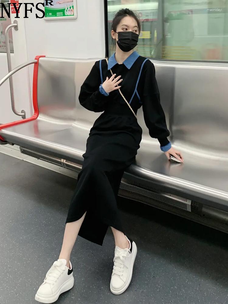Casual Dresses NYFS 2023 Spring Korea Patchwork Denim Woman Dress Vestidos Robe Elbise Loose Plus Size Cotton Long, Black
Casual Dresses NYFS 2023 Spring Korea Patchwork Denim Woman Dress Vestidos Robe Elbise Loose Plus Size Cotton Long, Black