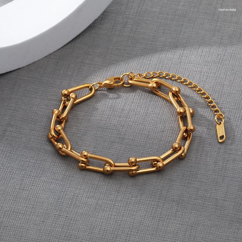 Link Bracelets Chain High-Quality Niche Trend Waterproof And Anti-Fading 18K Real Gold-Plated Stainless Steel Ladies Bracelet 2023 Raym22
Link Bracelets Chain High-Quality Niche Trend Waterproof And Anti-Fading 18K Real Gold-Plated Stainless Steel Ladies Bracelet 2023 Raym22