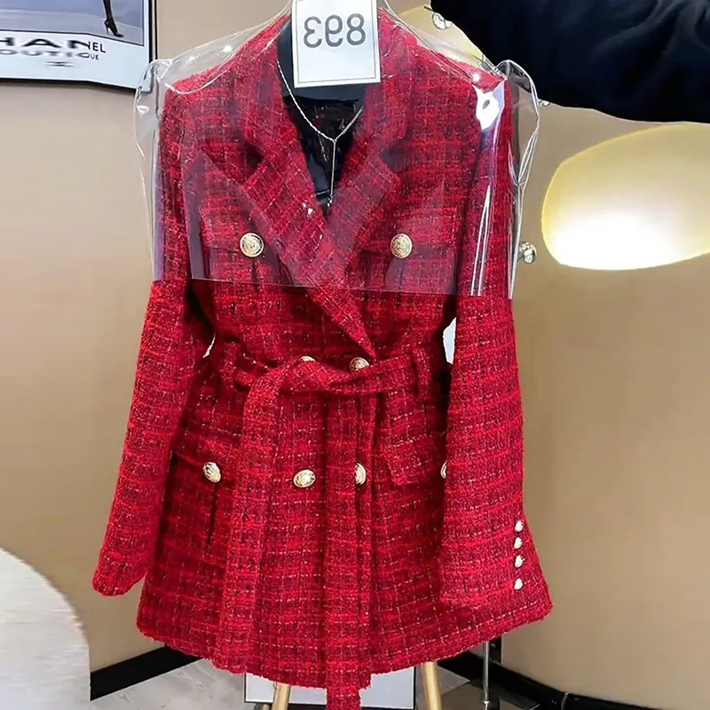 Spring Women Outerwear New Blazer Jacket Female 2023 Spring Autumn Korean Fashion Double-Breasted Super Beautiful Small Fragrance Women Suit Tops