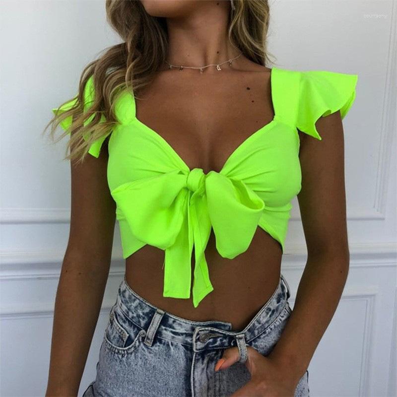 Women' Tanks Sexy Tank Top Wrap Deep V Neck Ruffles Halter Crop Tops Women Bare Midriff Bandage Bow Camisole Female Sleeveless Cropped Vest, Light green
Women' Tanks Sexy Tank Top Wrap Deep V Neck Ruffles Halter Crop Tops Women Bare Midriff Bandage Bow Camisole Female Sleeveless Cropped Vest, Light green