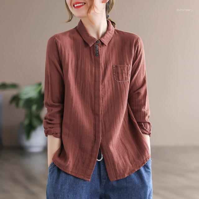 Women's Blouses Cotton Autumn Spring Office Lady Work Wear Women Single Breasted Button Solid Turn Down Collar Top Shirts Brick-Red B184, Khaki
Women's Blouses Cotton Autumn Spring Office Lady Work Wear Women Single Breasted Button Solid Turn Down Collar Top Shirts Brick-Red B184, Khaki