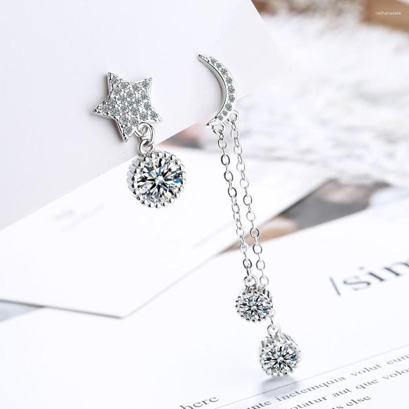 Stud Earrings Authentic 925 Sterling Silver Asymmetric Moon Star Drop Clear CZ Earring For Women Birthday Gift Jewelry BSE433
Stud Earrings Authentic 925 Sterling Silver Asymmetric Moon Star Drop Clear CZ Earring For Women Birthday Gift Jewelry BSE433