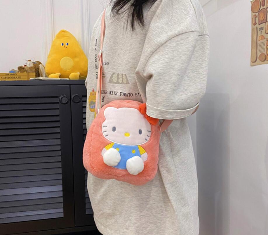 New Fashion Purple Pink White Melody Plush One Shoulder Bag Girl Cute Soft Messager Bag With Embroidery