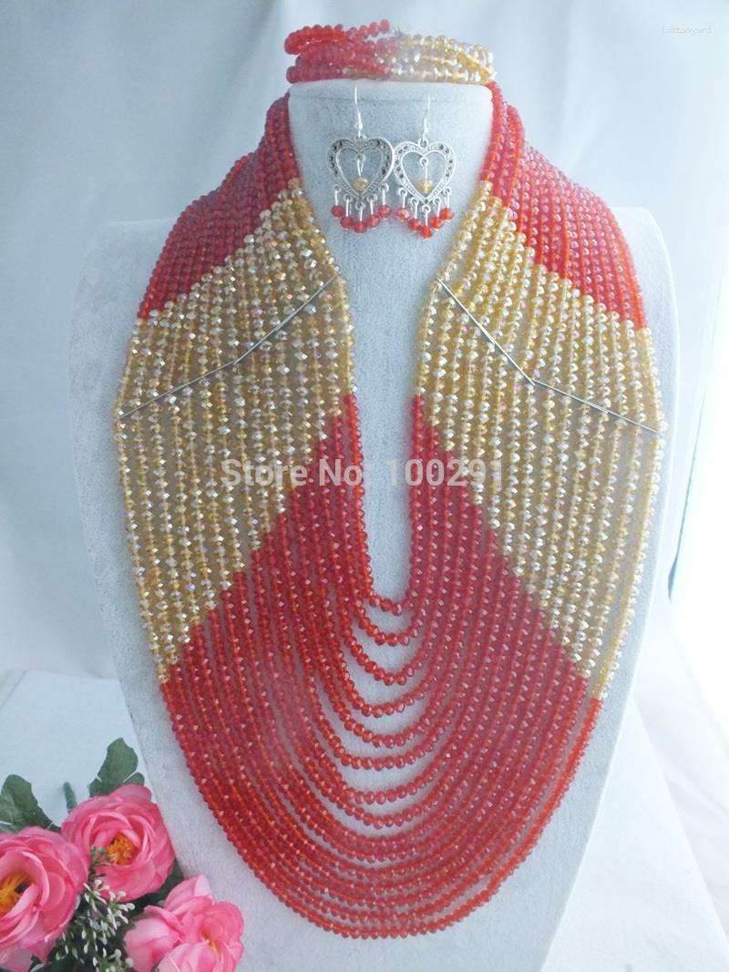 Necklace Earrings Set Fashion Nigerian African Wedding Beads Jewelry Crystal Bracelet, Picture shown
Necklace Earrings Set Fashion Nigerian African Wedding Beads Jewelry Crystal Bracelet, Picture shown