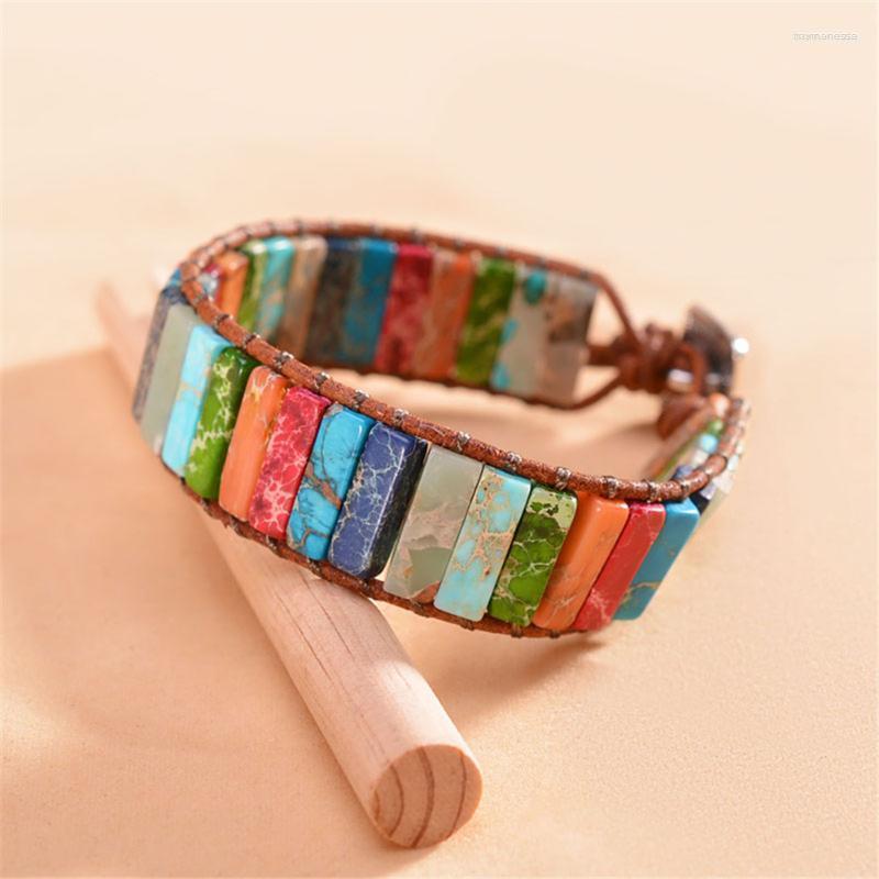 Strand Beaded Strands 1PC Colorful Stone Hand-woven Single-layer Leather Bracelet DIY Creative Mixed Clr Design For Men And Women Drop
Strand Beaded Strands 1PC Colorful Stone Hand-woven Single-layer Leather Bracelet DIY Creative Mixed Clr Design For Men And Women Drop