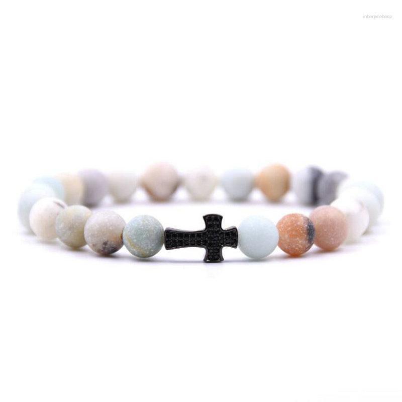 Strand Micro Pave CZ Cross Bracelet Amazonite Stone Beads Bracelets For Men Women Yoga Jewelry
Strand Micro Pave CZ Cross Bracelet Amazonite Stone Beads Bracelets For Men Women Yoga Jewelry