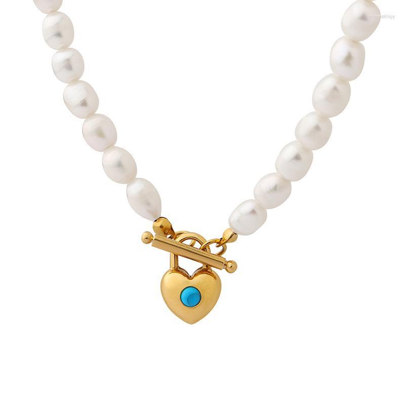 Pendant Necklaces Women's Freshwater Pearl Necklace Heart Shaped Titanium Steel Inlaid Turquoise OT Buckle Jewelry Factory Wholesale
Pendant Necklaces Women's Freshwater Pearl Necklace Heart Shaped Titanium Steel Inlaid Turquoise OT Buckle Jewelry Factory Wholesale
