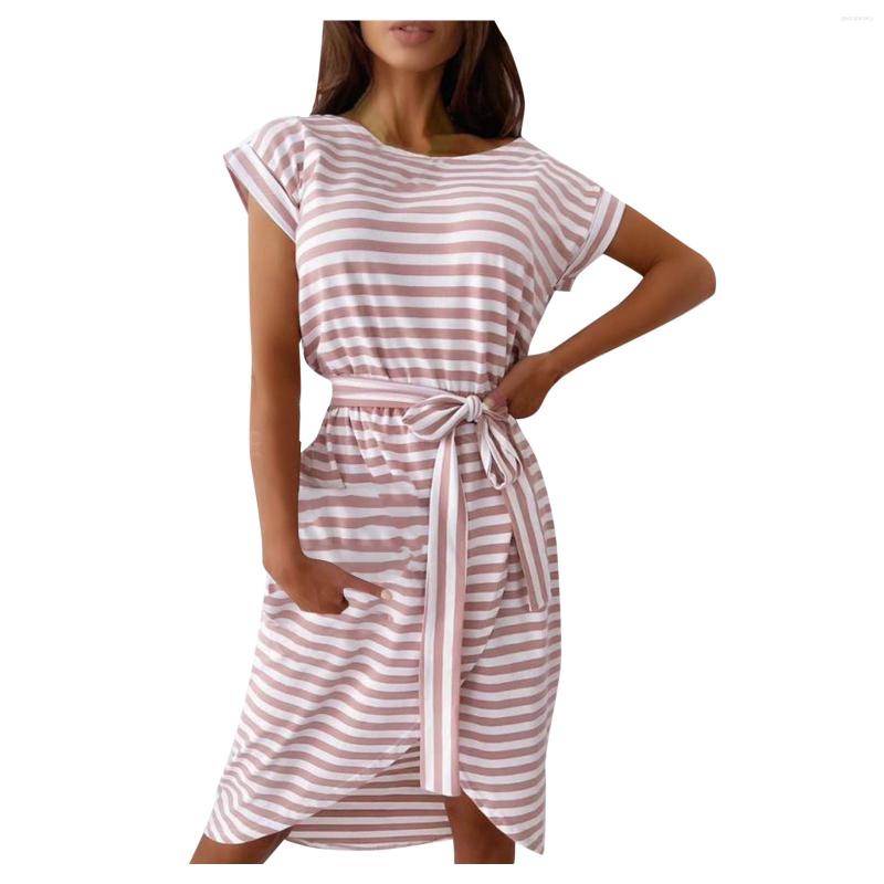 Party Dresses Women Summer Striped Dress Irregular Hem Loose Short Sleeve Daily Holiday Casual For Vestido Verano Mujer, Kh
Party Dresses Women Summer Striped Dress Irregular Hem Loose Short Sleeve Daily Holiday Casual For Vestido Verano Mujer, Kh