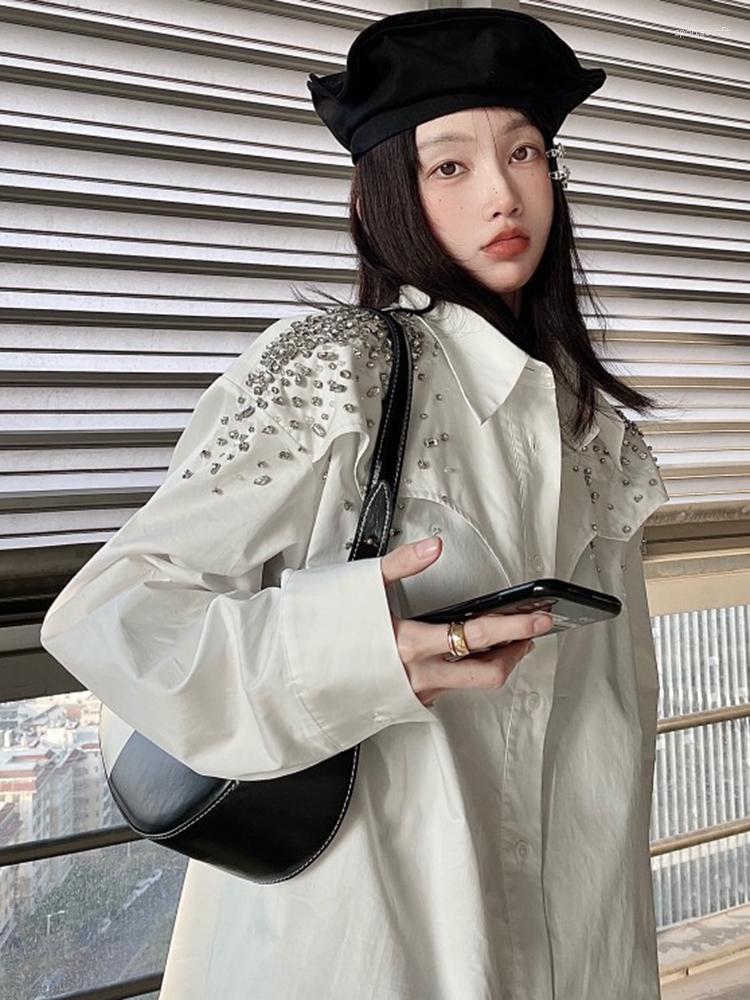 Women' Blouses High Street Two For Women Lapel Long Sleeve Patchwork Diamonds Single Breasted Shirts Female 2023 Spring Style, White
Women' Blouses High Street Two For Women Lapel Long Sleeve Patchwork Diamonds Single Breasted Shirts Female 2023 Spring Style, White