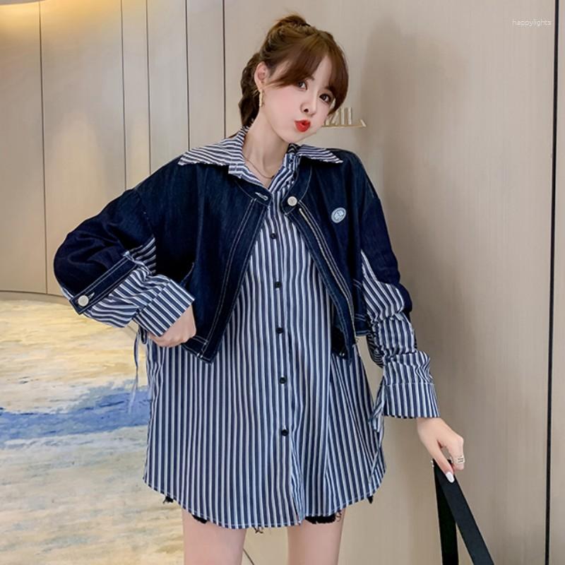 Women' Jackets 2023 Autumn Coat For Women Splicing Fake Two Pieces Stripe Pocket Loose Lapel Collar Single Breasted Zipper, Blue
Women' Jackets 2023 Autumn Coat For Women Splicing Fake Two Pieces Stripe Pocket Loose Lapel Collar Single Breasted Zipper, Blue