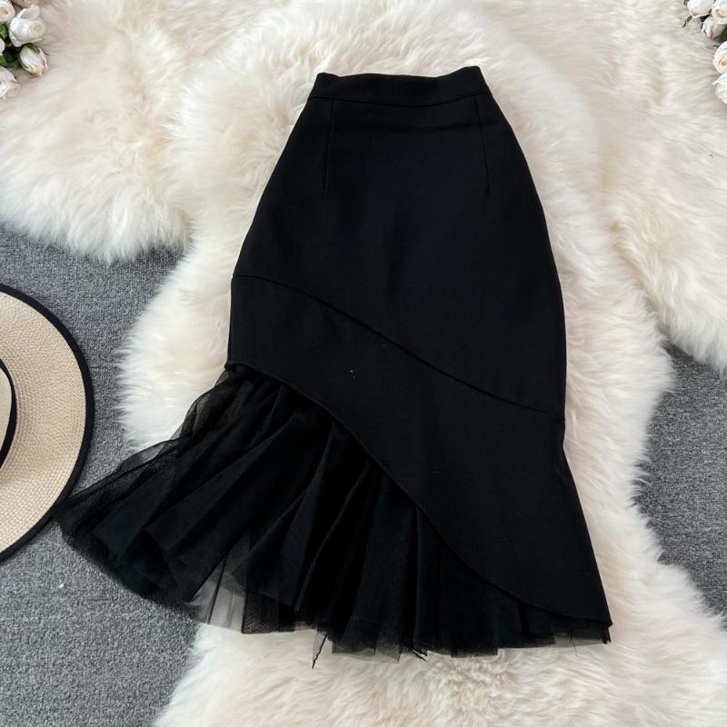 Skirts Women Chic Asymmetric Mesh Full Skirt High Waist Elegant Korean Fashion Hip Wrap Trumpet SkirSweet Summer Clothing, Black
Skirts Women Chic Asymmetric Mesh Full Skirt High Waist Elegant Korean Fashion Hip Wrap Trumpet SkirSweet Summer Clothing, Black