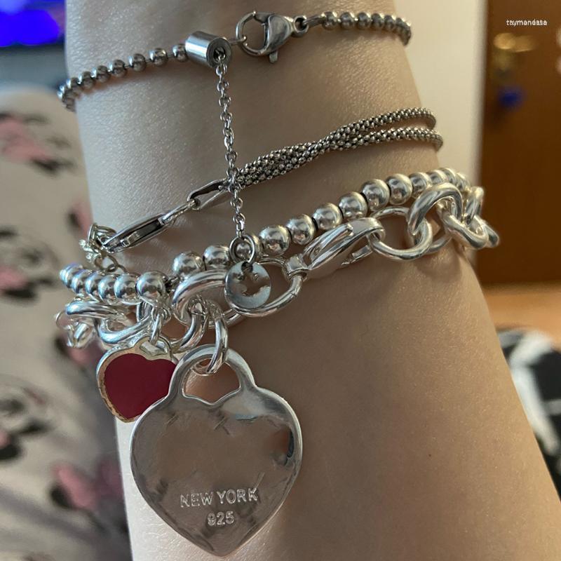 Strand Beaded Strands Original Classic Retro Bracelet Ladies S925 Sterling Silver Heart Tag O-shaped Chain Jewelry Couple Fashion Love
Strand Beaded Strands Original Classic Retro Bracelet Ladies S925 Sterling Silver Heart Tag O-shaped Chain Jewelry Couple Fashion Love