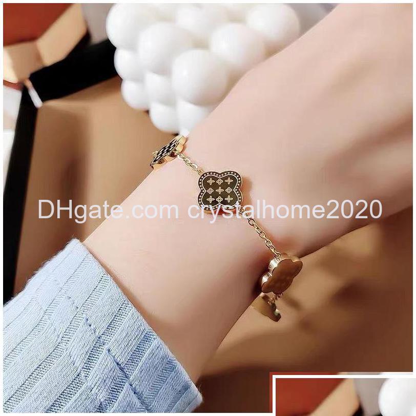 Charm Bracelets Clover Bracelet Gold Plated Titanium Steel Necklace Earring For Women Gift Drop Delivery Jewelry Otz2 Dhvf1
Charm Bracelets Clover Bracelet Gold Plated Titanium Steel Necklace Earring For Women Gift Drop Delivery Jewelry Otz2 Dhvf1