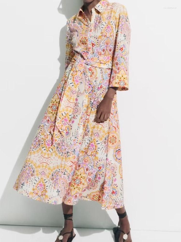 Casual Dresses Bow Turn-down Collar Female Elegant Street Mid-Calf Clothing Kumsvag 2023 Women Summer Shirts Dress Vintage Print Sashes
Casual Dresses Bow Turn-down Collar Female Elegant Street Mid-Calf Clothing Kumsvag 2023 Women Summer Shirts Dress Vintage Print Sashes