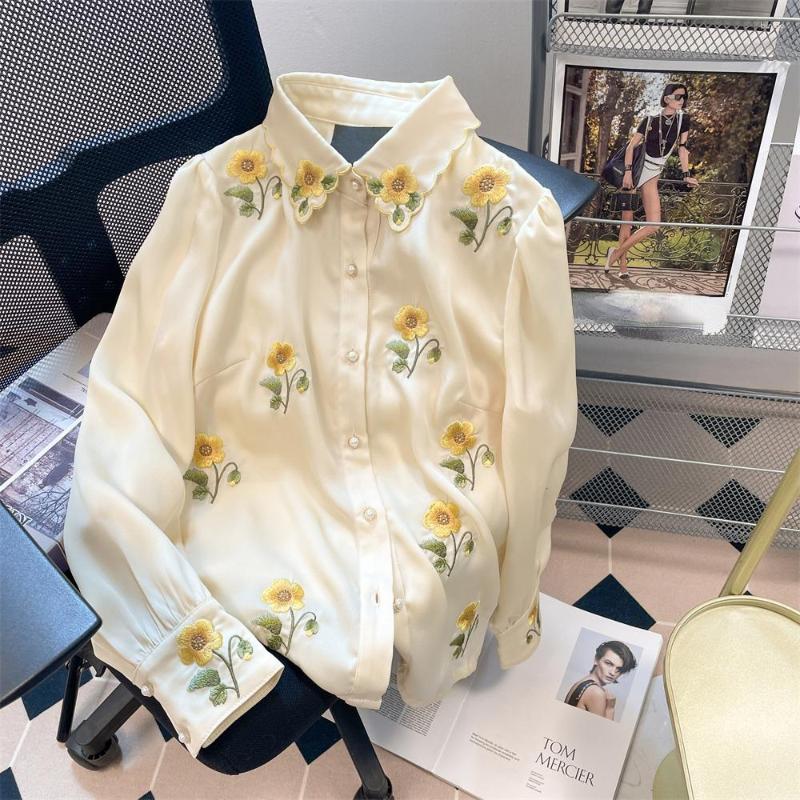 Women's Blouses Sweet Style Embroidery Women Shirts Summer Design 2023 Turn-Down Collar Slim Elegant Female Pulls Outwear Tops, Beige
Women's Blouses Sweet Style Embroidery Women Shirts Summer Design 2023 Turn-Down Collar Slim Elegant Female Pulls Outwear Tops, Beige