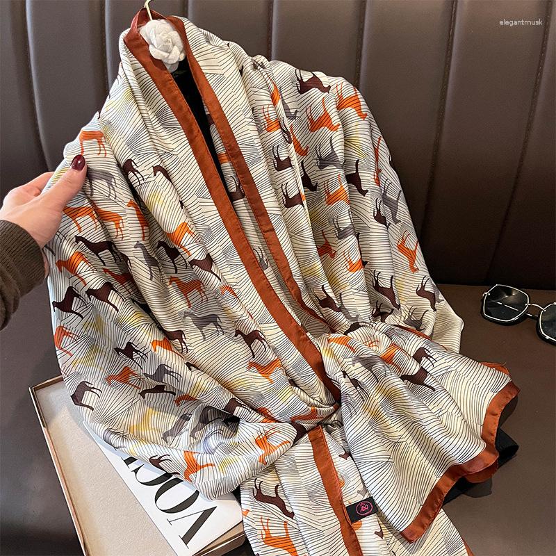 Scarves Silk Scarf Women Designer Cute Small Horses Print Shawl Luxury Long Bandana Foulard Femme Spring Travel Wrap Soft Bufanda Mujer
Scarves Silk Scarf Women Designer Cute Small Horses Print Shawl Luxury Long Bandana Foulard Femme Spring Travel Wrap Soft Bufanda Mujer