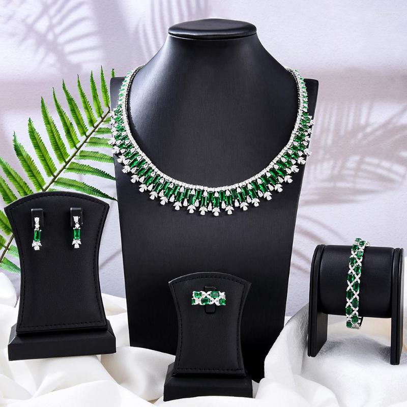Necklace Earrings Set Jimbora Green Luxury Shiny Bangle Ring 4PCS For Women Bridal Wedding Gorgeous Costume, Picture shown
Necklace Earrings Set Jimbora Green Luxury Shiny Bangle Ring 4PCS For Women Bridal Wedding Gorgeous Costume, Picture shown