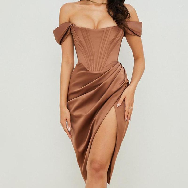Party Dresses Stylish Side Slit Sleeveless Prom Gowns Off-The-Shoulder Brown Strapless Corset Cocktail Zipper Back Sheath 2023 Summer, White
Party Dresses Stylish Side Slit Sleeveless Prom Gowns Off-The-Shoulder Brown Strapless Corset Cocktail Zipper Back Sheath 2023 Summer, White
