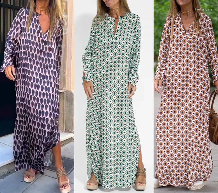 Casual Dresses For Women 2023 Summer Fashion Vacation V-neck Printed Long Sleeve Maxi Dress Female Vestidos Robe Clothes
Casual Dresses For Women 2023 Summer Fashion Vacation V-neck Printed Long Sleeve Maxi Dress Female Vestidos Robe Clothes