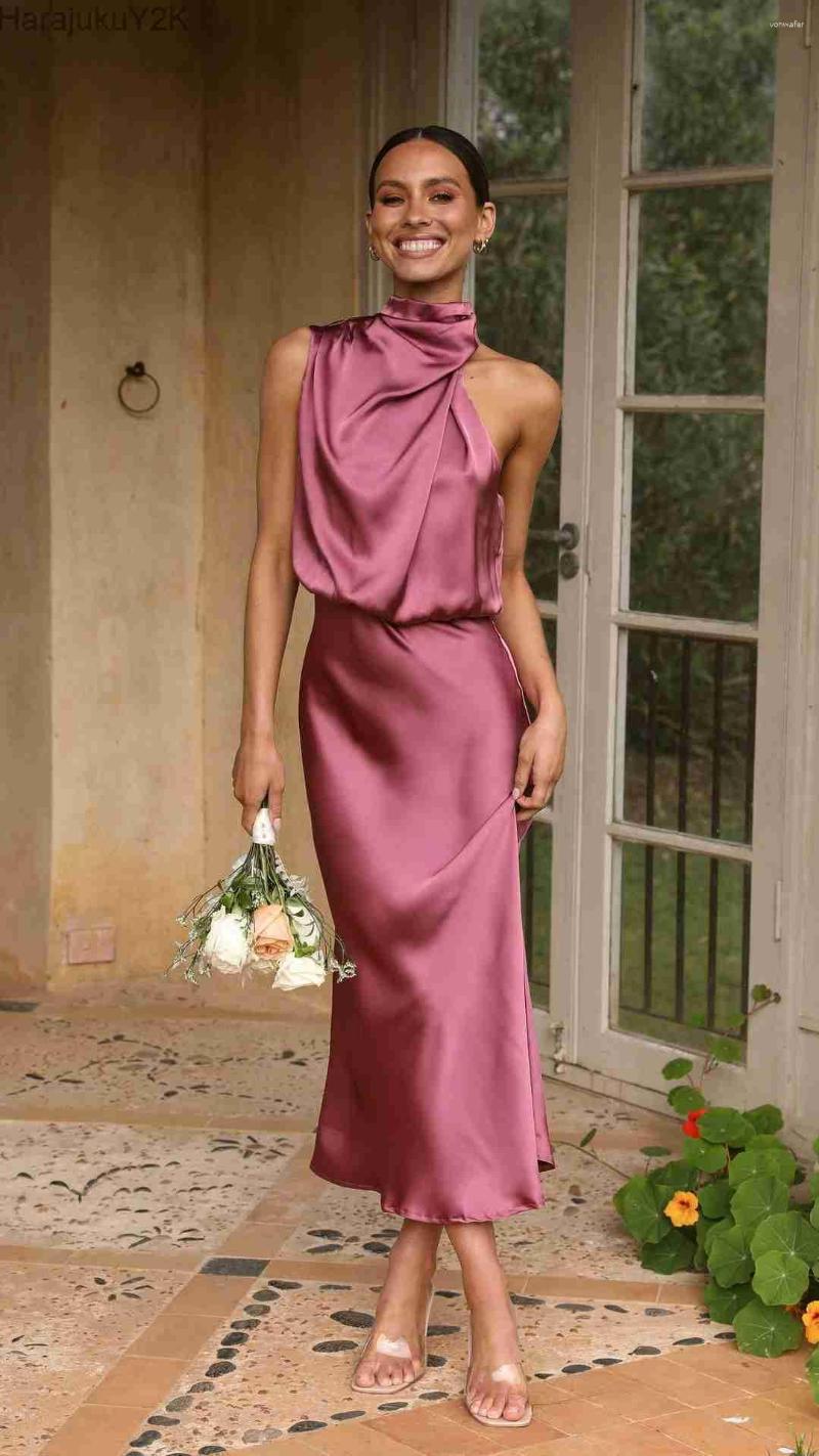 Casual Dresses Halter A-line Party Dress Summer 2023 High Qualitty Satin Sleeveless Long Fashion Women Elegant Lady Evening, Black
Casual Dresses Halter A-line Party Dress Summer 2023 High Qualitty Satin Sleeveless Long Fashion Women Elegant Lady Evening, Black