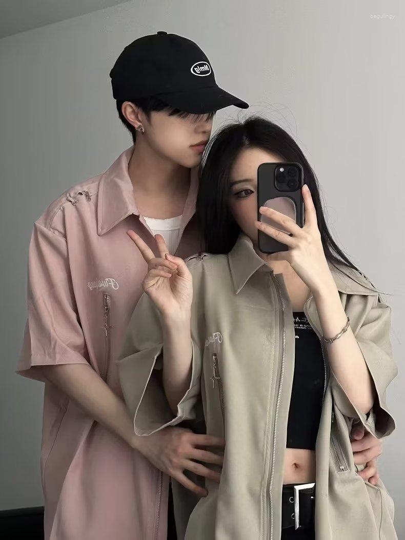 Women's Blouses Solid Color Short Sleeve Shirt Women Loose Casual Lapel Shirts Summer Streetwear Zipper Half-Sleeve Top, Pink
Women's Blouses Solid Color Short Sleeve Shirt Women Loose Casual Lapel Shirts Summer Streetwear Zipper Half-Sleeve Top, Pink